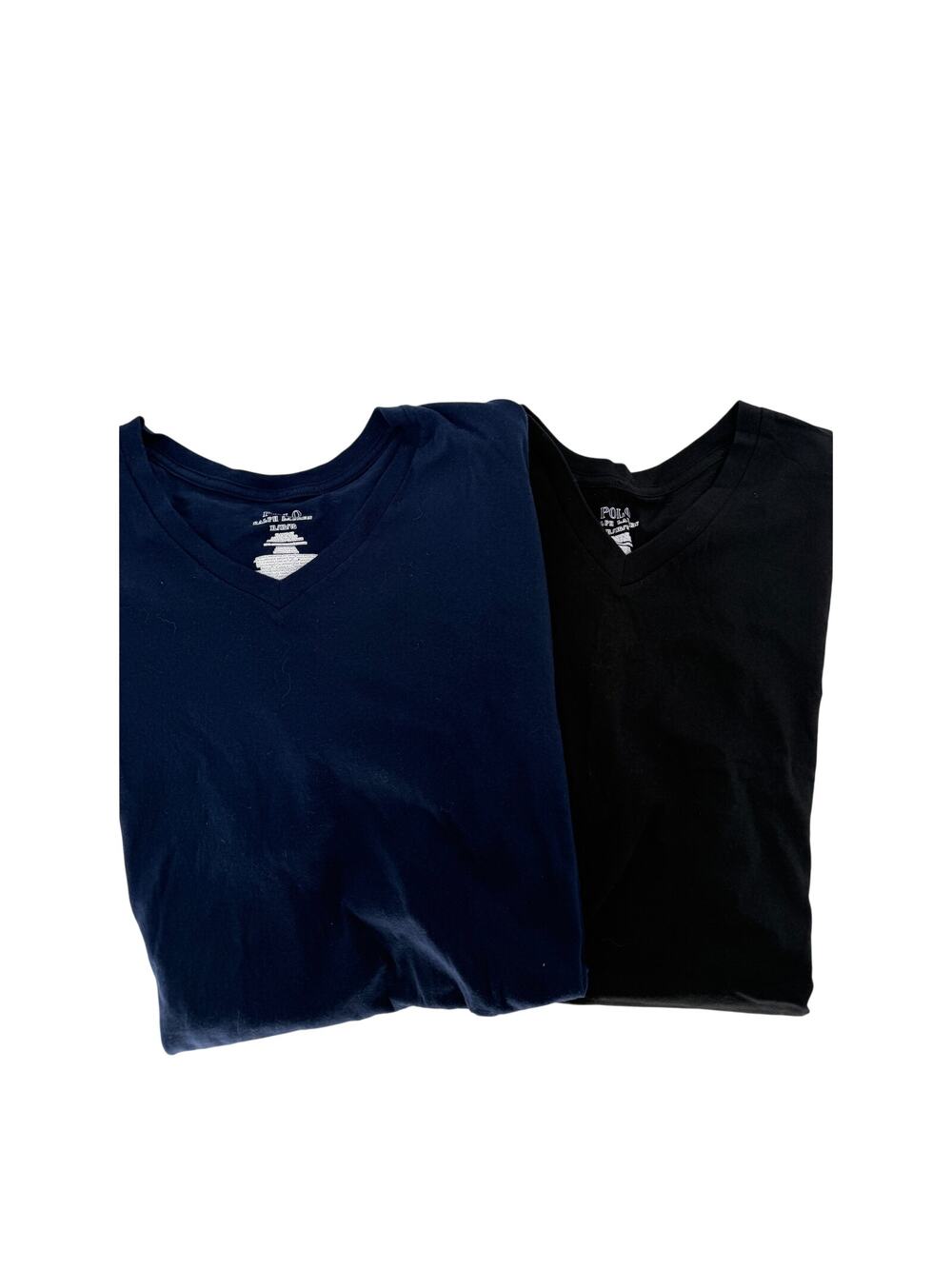 2 Polo Ralph Lauren Mens Navy/Black V-Neck T-Shirt Classic Fit Size XL Pony Logo